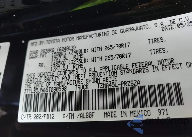 3TYLB5JN6ST080598: 43961327