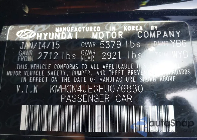 KMHGN4JE3FU076830: 43960347