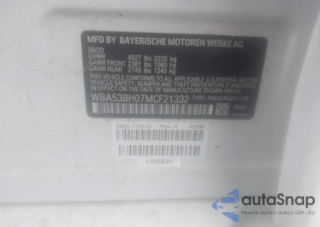 WBA53BH07MCF21332: 43960407