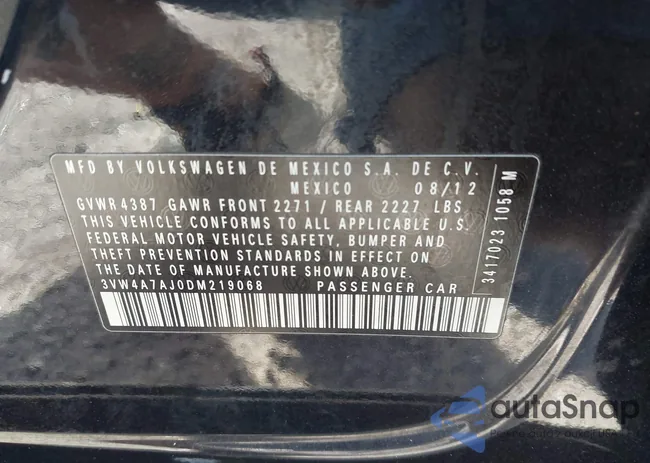 3VW4A7AJ0DM219068: 43960439