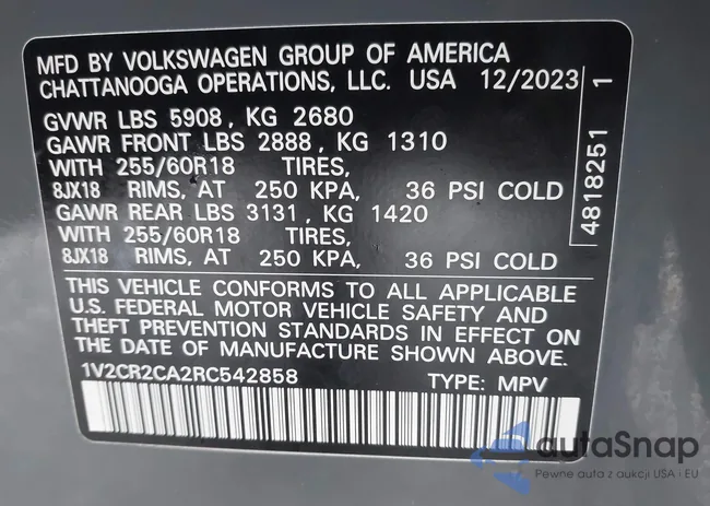 1V2CR2CA2RC542858: 43960477