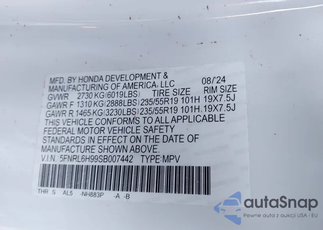 5FNRL6H99SB007442: 43960636