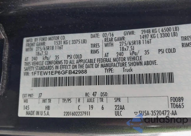 1FTEW1EP6GFB42988: 43960739