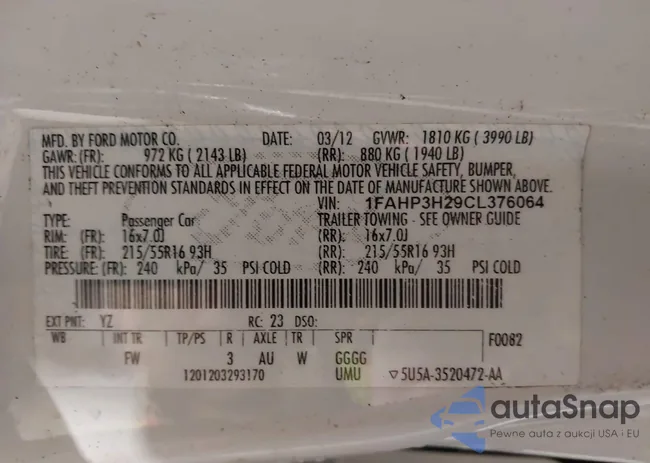 1FAHP3H29CL376064: 43961768