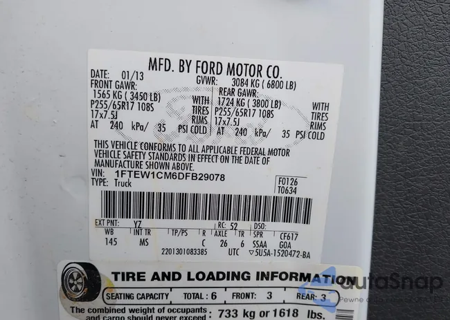 1FTEW1CM6DFB29078: 43961769