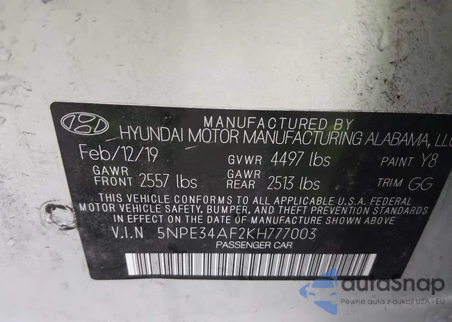 5NPE34AF2KH777003: 43961836