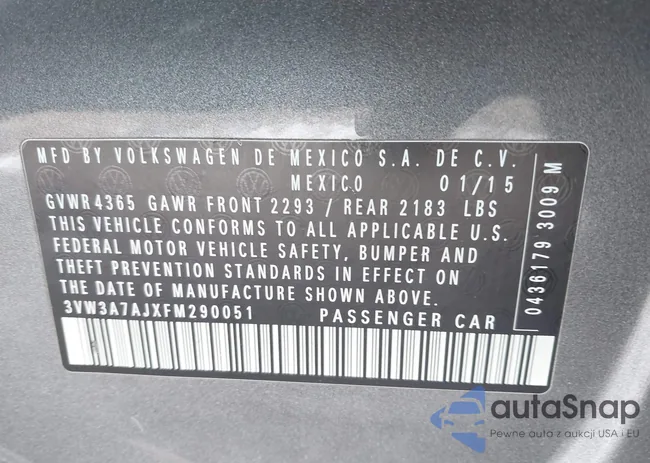 3VW3A7AJXFM290051: 43961843