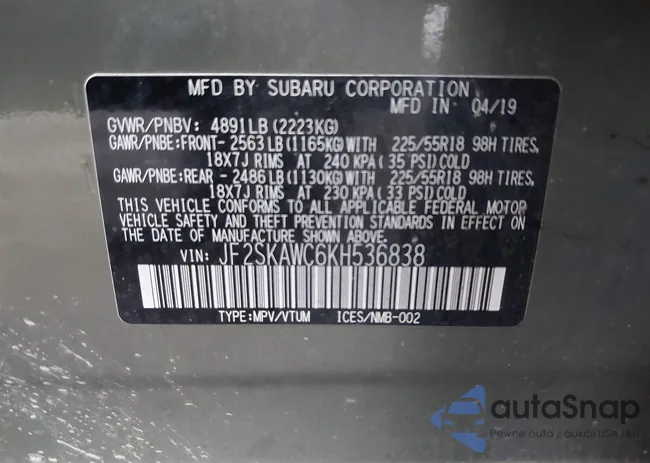 JF2SKAWC6KH536838: 43961891