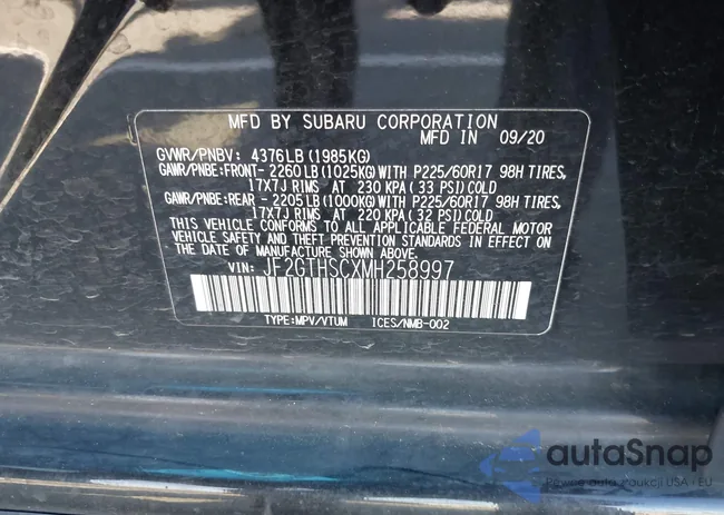 JF2GTHSCXMH258997: 43962002