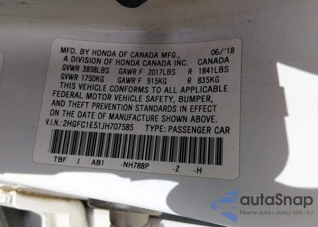 2HGFC1E51JH707585: 43962064