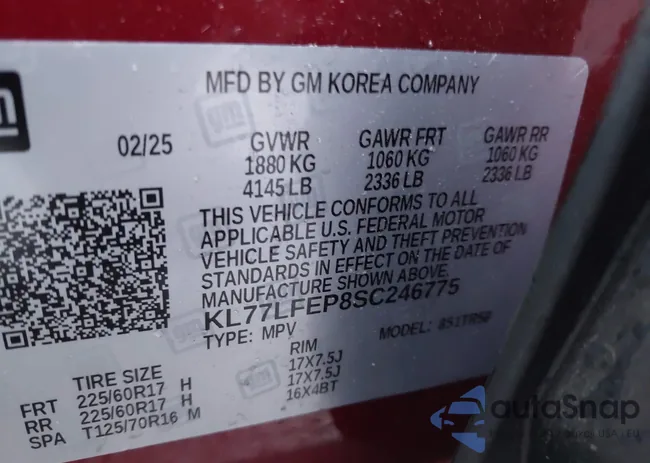 KL77LFEP8SC246775: 43962117