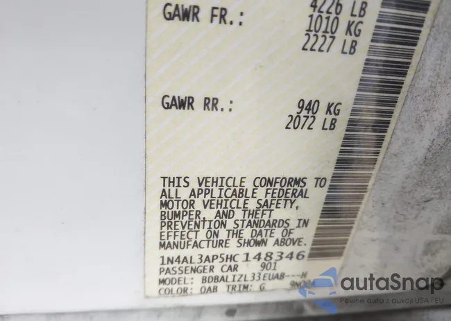 1N4AL3AP5HC148346: 43962307