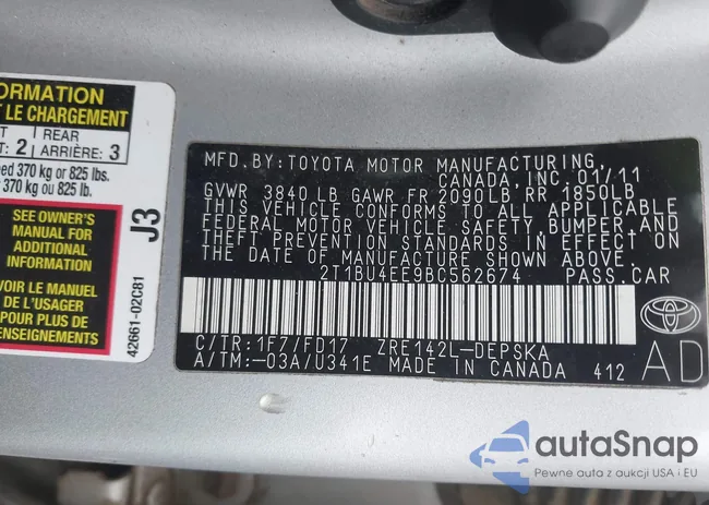 2T1BU4EE9BC562674: 43962341