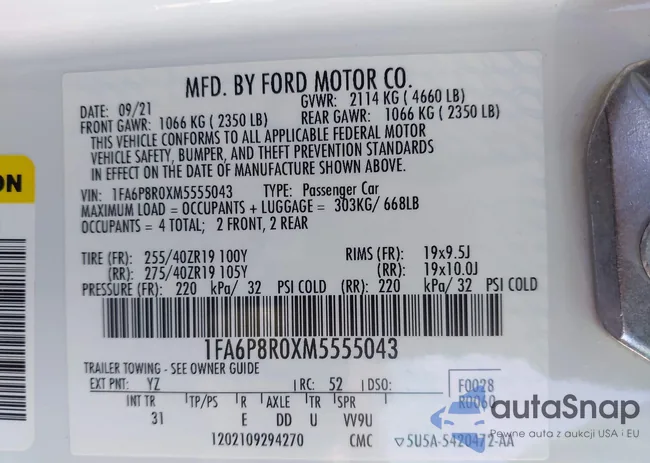 1FA6P8R0XM5555043: 43961345