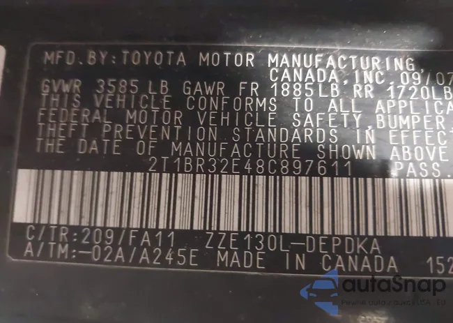 2T1BR32E48C897611: 43961506