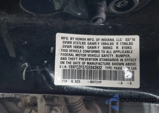 19XFC2F57GE043932: 43961735