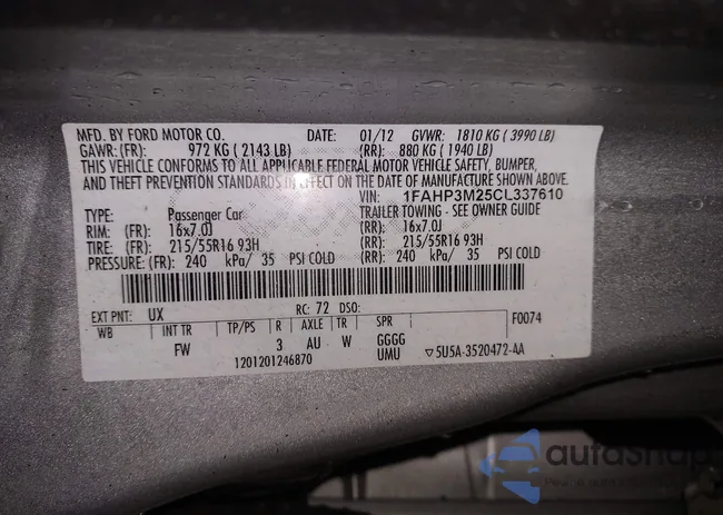 1FAHP3M25CL337610: 43962906