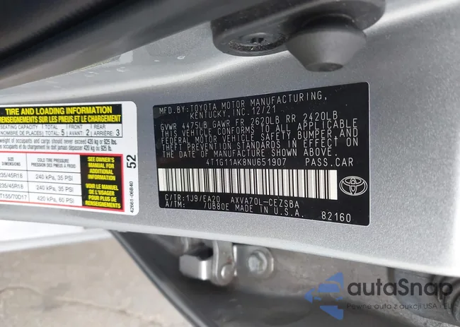 4T1G11AK8NU651907: 43963137