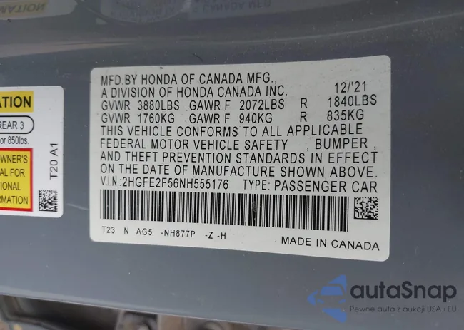 2HGFE2F56NH555176: 43963191