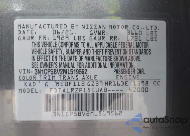 3N1CP5BV2ML519562: 43962410