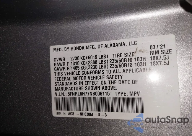 5FNRL6H77NB006115: 43962515