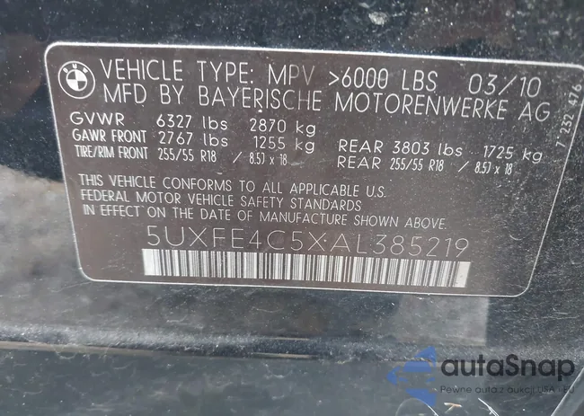 5UXFE4C5XAL385219: 43962616