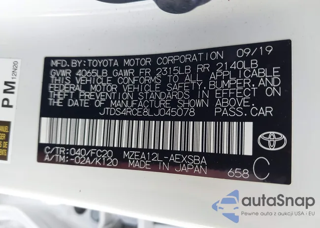 JTDS4RCE8LJ045078: 43962667