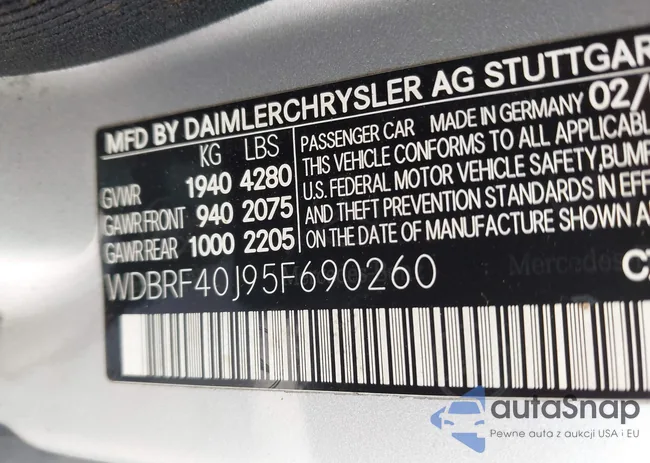 WDBRF40J95F690260: 43962728