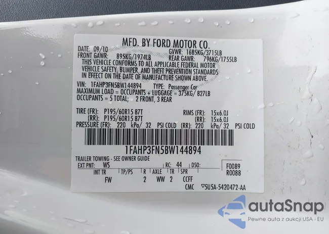 1FAHP3FN5BW144894: 43964133