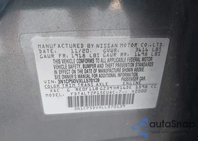 3N1CP5DVXLL570139: 43964162