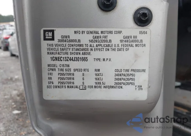 1GNEC13Z44J301665: 43964299