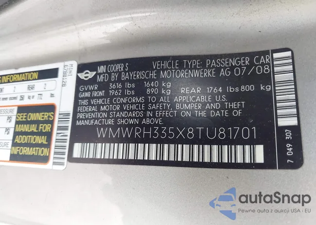 WMWRH335X8TU81701: 43964309