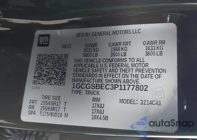 1GCGSBEC3P1177802: 43964337