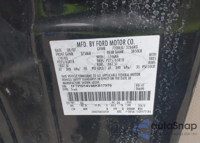 1FTPW14V48KB17976: 43963425