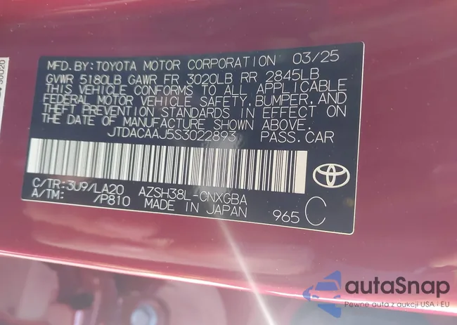 JTDACAAJ5S3022893: 43963449