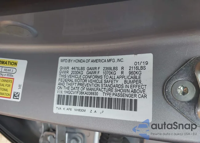 1HGCV1F38KA036930: 43963588