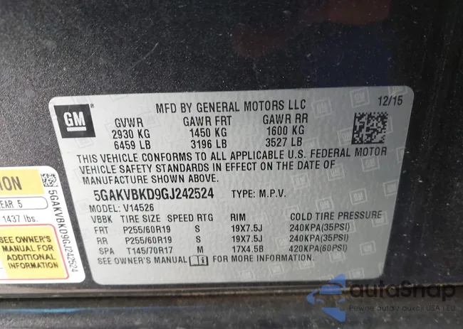 5GAKVBKD9GJ242524: 43963688