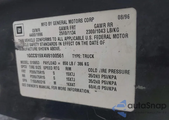 1GCCS19X4V8100561: 43964779