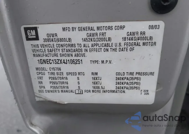 1GNEC13ZX4J106251: 43964819