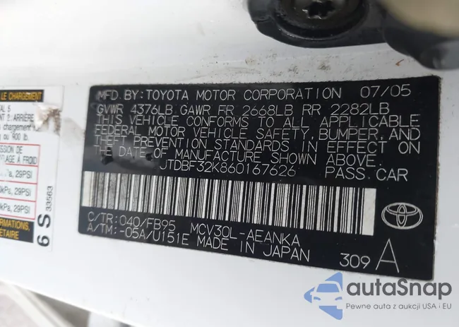 JTDBF32K860167626: 43964968