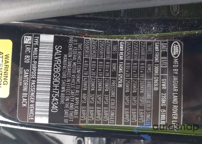 SALVR2BG9DH754340: 43964970