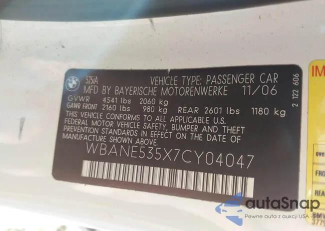 WBANE535X7CY04047: 43965103