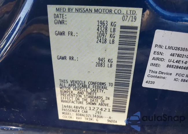 1N4BL4BV9LC127421: 43965196