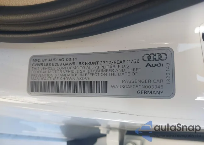 WAUBGAFC5CN003346: 43965222