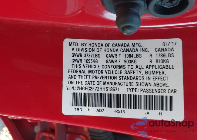 2HGFC2F72HH518671: 43965267