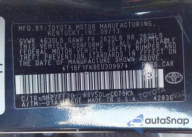 4T1BF1FK6EU309974: 43964354