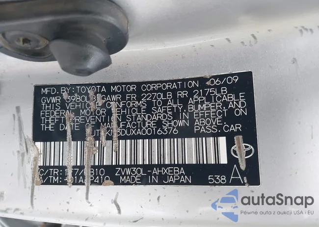 JTDKN3DUXA0016376: 43964367