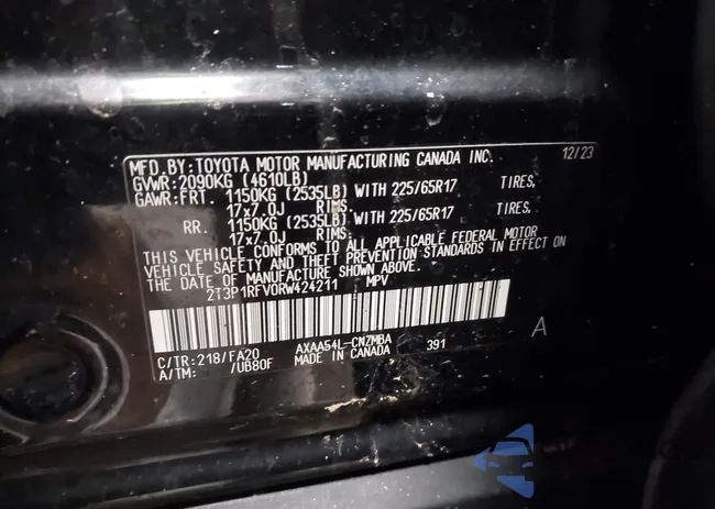 2T3P1RFV0RW424211: 43964436