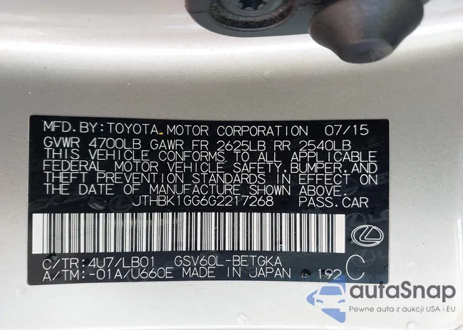 JTHBK1GG6G2217268: 43964446