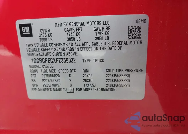 1GCRCPECXFZ359032: 43964463